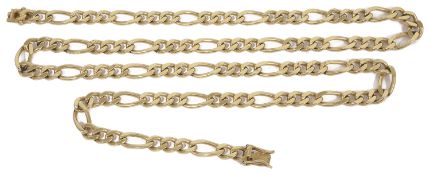 A heavy contemporary 9ct gold flat curb link fancy chain approx. 70 cm. in length approx. weight