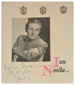 An interesting collection of Ivor Novello and Madame Clara Novello Davies memorabilia, dating from