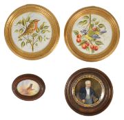 A selection of painted porcelain plaques comprising of two Bryan Cox painted porcelain plaques,