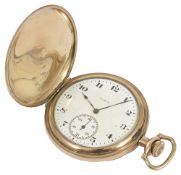 A gold plated Elgin full hunter pocket watch,the white dial with arabic hours, baton minutes and