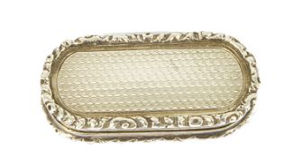 A late Georgian silver gilt vinaigrette, Birmingham,of oval form with engine turned decorative