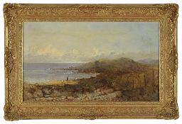 Rosa Muller (German), 19th century a coastal scene with figures on the beach, signed Rosa Muller