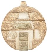 A Troika pottery wheel lamp base by Alison Brigden, 20th centurydecorated with geometric designs