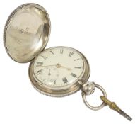 A Vale & Rotherdam silver full hunter pocket watch, Birmingham 1825 the white enamel dial with roman