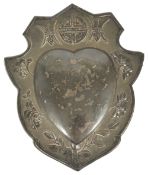 A Chinese export silver embossed heart shaped plaquewith central heart surrounded by branches and