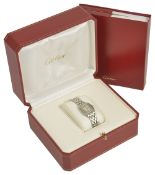 A Cartier Panthere stainless steel ladies wristwatch, the square white dial with roman numerals,