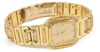 An 18ct gold Audemar Piguet ladies wristwatch, circa 1980'sthe gold coloured rectangular dial with