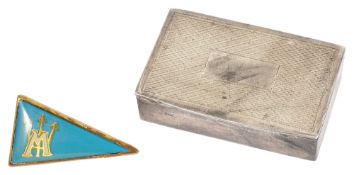 An Edwardian silver pill box, Birmingham 1913 by D Bros.of rectangular form engine turned