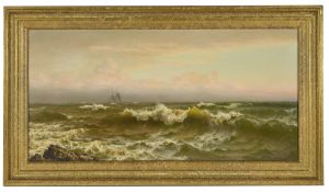 Walter James Shaw (British 1851 - 1933) sailing in choppy coastal seas