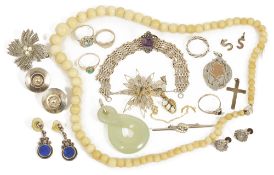 A small collection of various silver and other jewelleryto include a Mexican silver earrings, silver