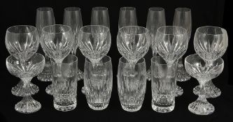 A suite of Baccarat 'Massena' pattern glasses, 20th centuryeach with vertical cuts to body and
