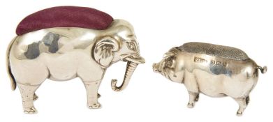 A charming silver pin cushion in the form of an Elephant by Adie & Lovekinhallmarked Birmingham