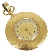 A slim 18ct gold open face engine turned pocket watchthe case marked J. C. Vickery, the gilded