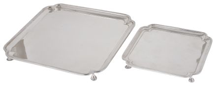 Two contemporary Thomas Bradbury & Sons silver plated salvers, 20th century