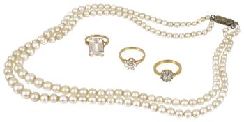 A double row graduated cultured pearl necklace,