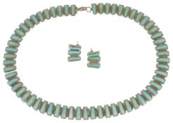 A contemporary Mexican turquoise and silver collar necklace by 'Sanel'