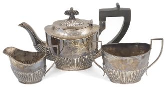 A Victorian three piece silver tea service, hallmarked Chester 1899
