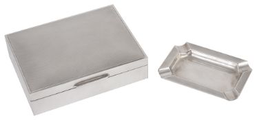 A Mappin & Webb silver cigarette box and silver ashtray