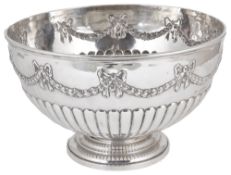 A Victorian silver punch bowl, hallmarked London 1889,
