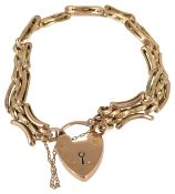 A 9ct gold fancy link gate bracelet