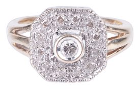 An Art Deco style diamond set panel ring