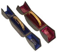 Two Victorian Etruscan style hinged hollow gold bangles