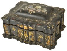 A Victorian papier mache writing box,