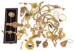A good collection of Victorian gold earrings and other related jewellery,