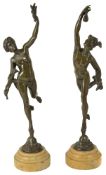 A pair of bronze figures of Mercury & Fortune, after Jean de Bologne