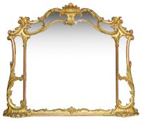 An Italian style giltwood overmantel mirror, 19th century