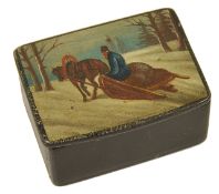 A small 19th century Russian papier mache snuff box