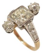 A large Art Deco diamond set ring,