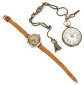 A John Purcer & Sons, 'Princess' ladies silver fob watch on Albertina,