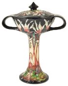 A contemporary Moorcroft Nicola Slaney 'Minuet' bonbonniere with cover, circa 2004