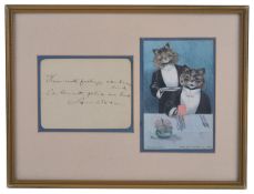 A Louis Wain postcard and written note