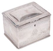 A Victorian silver tea caddy, hallmarked Sheffield 1860of rectanuglar form with hinged domed top lid