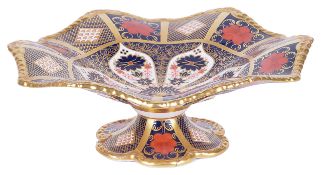 A modern Royal Crown Derby Old Imari pattern comport No 1128, of typical colourways