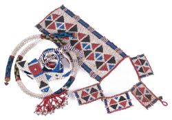 A collection of late 19th early 20th century native Zulu beadworkwoven in traditional colours and