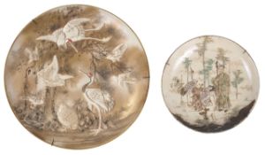 A late 19th century Satsuma charger together with a Satsuma cabinet plate and a cylindrical cupthe