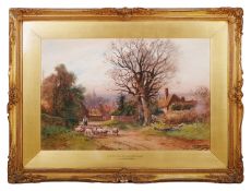 Henry Charles Fox R.B.A. (British 1855 - 1929) 'A Berkshire lane with sheep', signed lower right HC