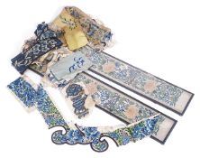 A pair of 19th century Chinese sleeve panelstogether with a small collection of unframed Chinese