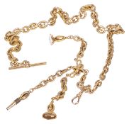 A fine French early 19th century fancy ladies gold watch chain with integral 'chatelaine'the watch