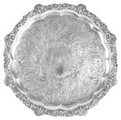 A William IV silver salver, hallmarked London 1830the pie crust edge with applied foliate border,