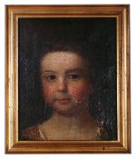 British School, 18th century 'Portrait of a young girl', oil on canvas, indistinctly signed