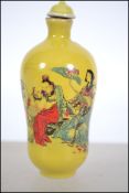A Chinese Famille Juane ceramic snuff perfume bott