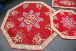 A set of 3 20th century ' Herod ' Domestic Wilton Chinese style rugs having red ground with white