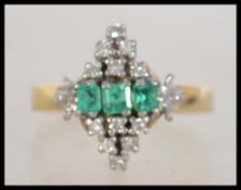 A 18ct gold Art Deco diamond and emerald ring set