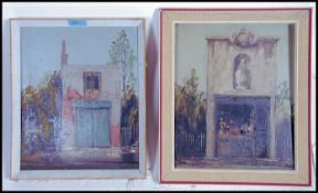 A pair of oil on board paintings of a property liffe over the years on Plum Lane. Please see images