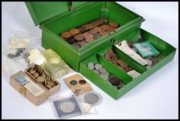 A collection of vintage coins dating from the 19th century to include British coins along with coins