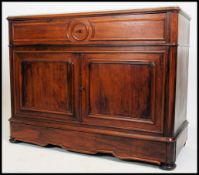 A 19th century French marble and mahogany linen press commode chest cabinet, The press raised on pad